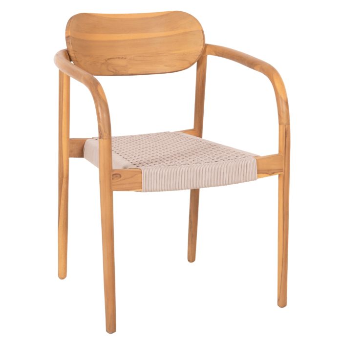 ΠΟΛΥΘΡΟΝΑ FB99636.07 ΞΥΛΟ TEAK ΦΥΣΙΚΟ & ΜΠΕΖ ΣΧΟΙΝΙ 55x54x80Yεκ. - Image 1