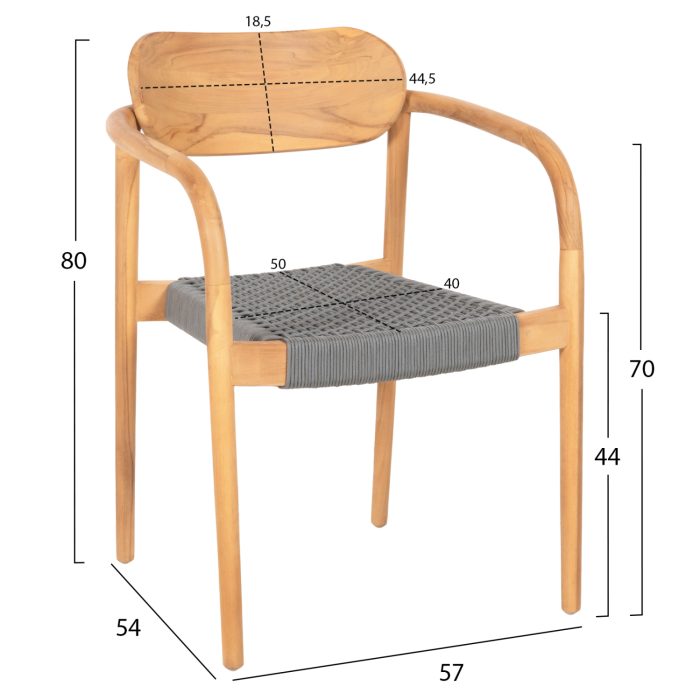 ΠΟΛΥΘΡΟΝΑ FB99636.08 ΞΥΛΟ TEAK ΦΥΣΙΚΟ & ΓΚΡΙ ΣΧΟΙΝΙ 55x54x80Yεκ. - Image 2