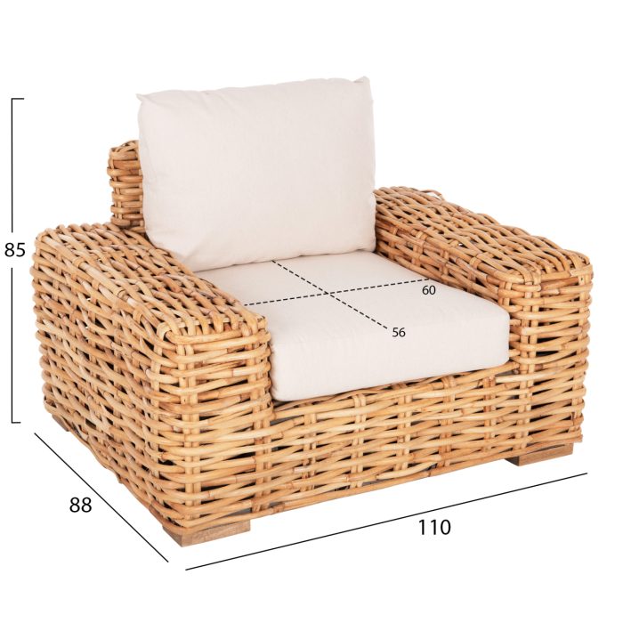 ΠΟΛΥΘΡΟΝΑ FB99810 ΞΥΛΟ MANGO-RATTAN ΦΥΣΙΚΟ-ΛΕΥΚΑ ΜΑΞΙΛΑΡΙΑ 110x88x70-85Υεκ. - Image 2