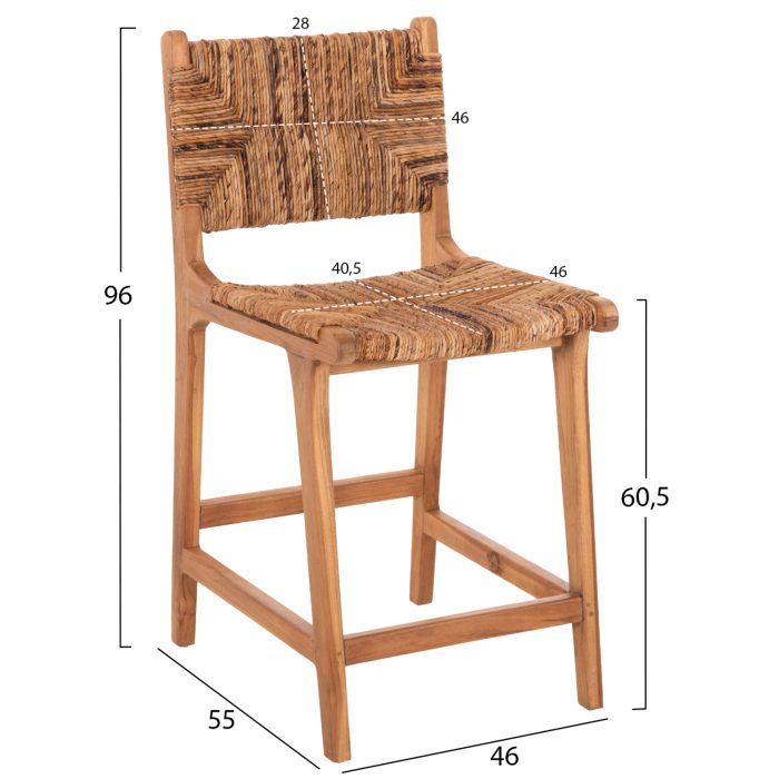 ΣΚΑΜΠΟ ΜΠΑΡ FB99842 ΞΥΛO TEAK ΣΕ ΦΥΣΙΚΟ-ΨΑΘΑ 46x55x96Υεκ. - Image 2