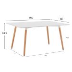 ΤΡΑΠΕΖΙ FB98697.01, ΛΕΥΚΟ MDF, ΞΥΛΙΝΑ ΠΟΔΙΑ ΟΞΙΑ,160Χ90X74,5Υ εκ - Image 2
