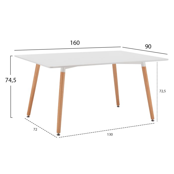 ΤΡΑΠΕΖΙ FB98697.01, ΛΕΥΚΟ MDF, ΞΥΛΙΝΑ ΠΟΔΙΑ ΟΞΙΑ,160Χ90X74,5Υ εκ - Image 2
