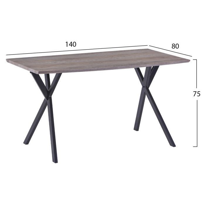 ΤΡΑΠΕΖΙ ΜΕ MDF ΕΠΙΦΑΝΕΙΑ OLD BEECH & ΜΕΤΑΛΛΙΚΑ ΠΟΔΙΑ FB98550.02 140X80X75Υεκ. - Image 2