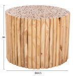 ΤΡΑΠΕΖΙ ΣΑΛΟΝΙΟΥ ΣΤΡΟΓΓΥΛΟ FB99864 ΚΛΑΔΙΑ TEAK-ΦΥΣΙΚΟ Φ60,5x46Υεκ. - Image 2