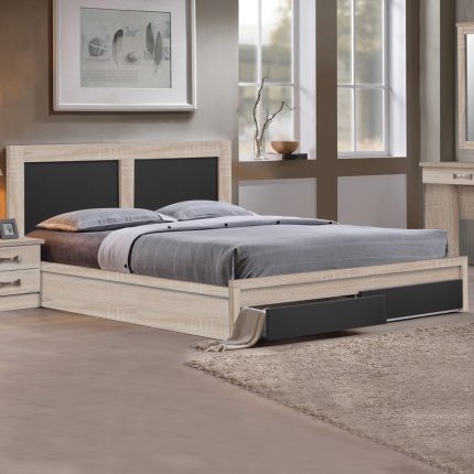 ΚΡΕΒΑΤΙ FB9312.04 ΜΕ 2 ΣΥΡΤΑΡΙΑ SONOMA-ΓΚΡΙ ΓΙΑ ΣΤΡΩΜΑ 150x200εκ.
