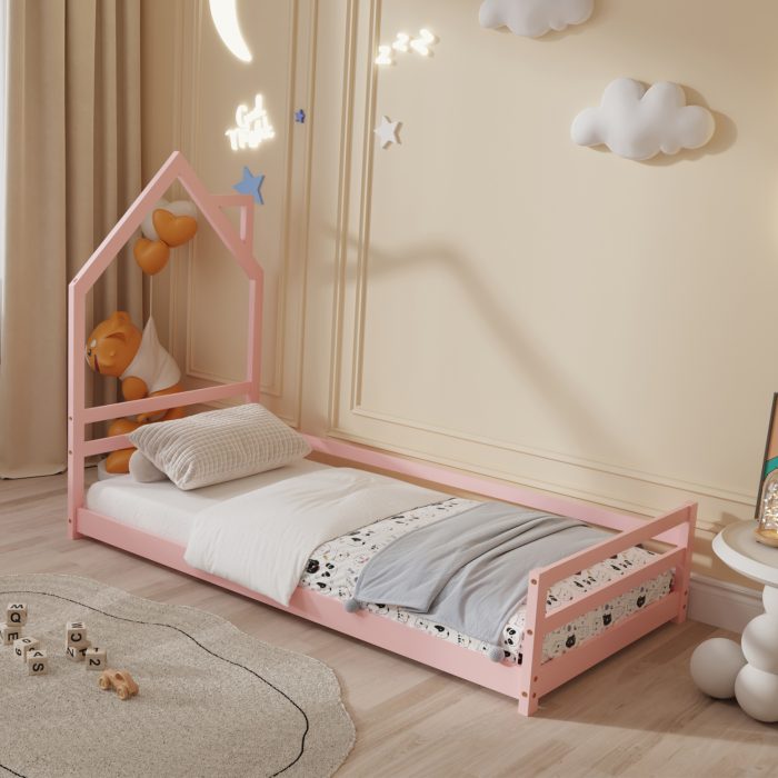 ΚΡΕΒΑΤΙ ΠΑΙΔΙΚΟ FB9676.06 τ.MONTESSORI ΞΥΛΟ ΠΕΥΚΟ ΡΟΖ- 190x90εκ - Image 2