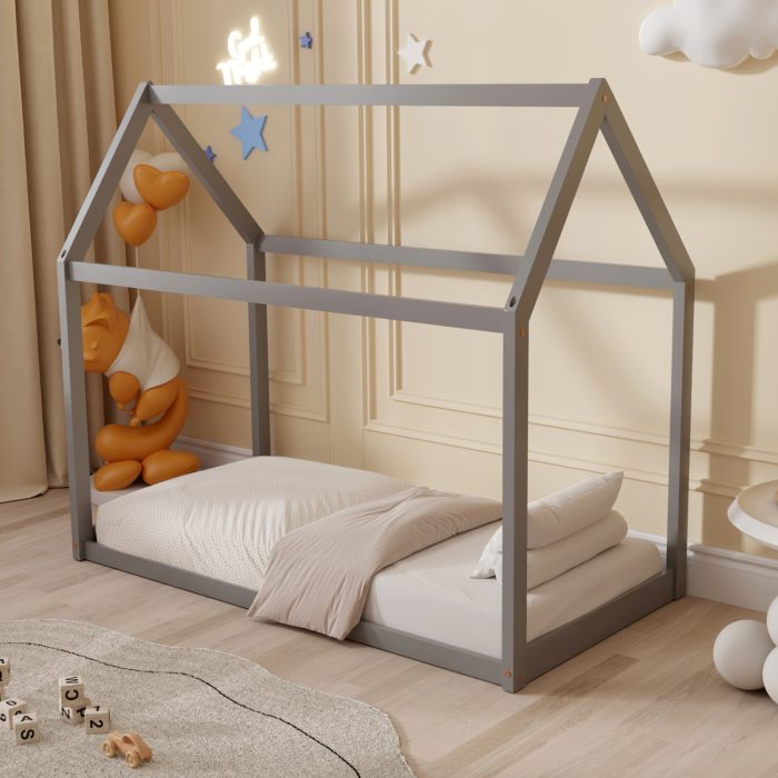 ΚΡΕΒΑΤΙ ΠΑΙΔΙΚΟ FB9677.05 τ.MONTESSORI ΞΥΛΟ ΠΕΥΚΟ ΓΚΡΙ- 190x90εκ - Image 2