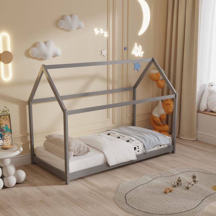 ΚΡΕΒΑΤΙ ΠΑΙΔΙΚΟ FB9678.05 τ.MONTESSORI ΞΥΛΟ ΠΕΥΚΟ ΓΚΡΙ- 140x70εκ - Image 5