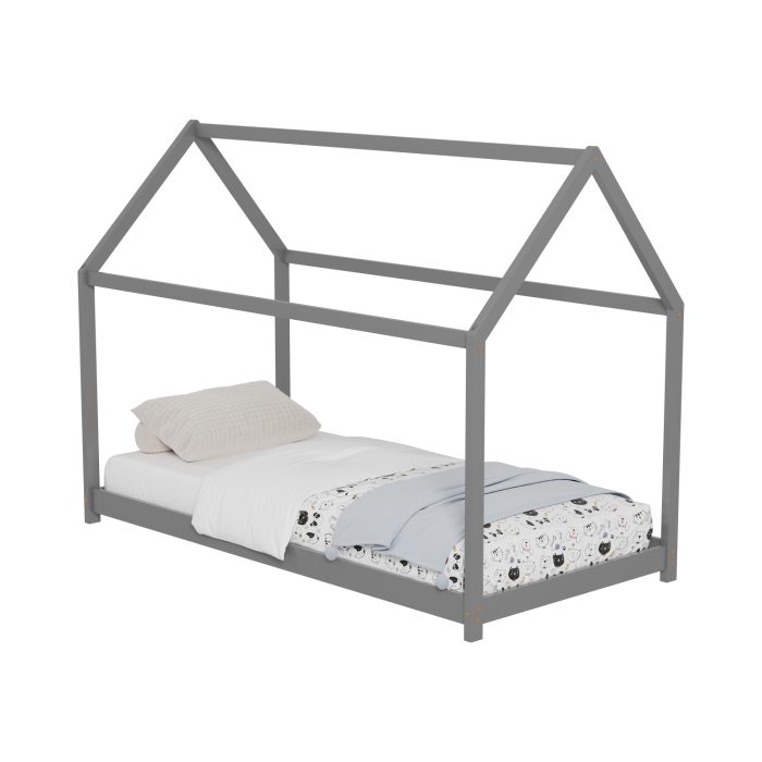 ΚΡΕΒΑΤΙ ΠΑΙΔΙΚΟ FB9678.05 τ.MONTESSORI ΞΥΛΟ ΠΕΥΚΟ ΓΚΡΙ- 140x70εκ - Image 1