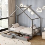 ΚΡΕΒΑΤΙ ΠΑΙΔΙΚΟ FB9680.05 τ.MONTESSORI-2 ΣΥΡΤΑΡΙΑ- ΞΥΛΟ ΠΕΥΚΟΥ ΓΚΡΙ-190x90εκ - Image 2