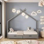ΚΡΕΒΑΤΙ ΠΑΙΔΙΚΟ FB9680.05 τ.MONTESSORI-2 ΣΥΡΤΑΡΙΑ- ΞΥΛΟ ΠΕΥΚΟΥ ΓΚΡΙ-190x90εκ - Image 5
