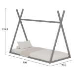 ΚΡΕΒΑΤΙ ΠΑΙΔΙΚΟ FB9681.05 τ.MONTESSORI ΜΑΣΙΦ ΞΥΛΟ ΠΕΥΚΟΥ ΓΚΡΙ- 190x90εκ - Image 3