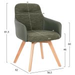 ΠΟΛΥΘΡΟΝΑ ΤΡΑΠΕΖΑΡΙΑΣ FB99848.05 ΥΦΑΣΜΑ & PU ΣΕ ΠΡΑΣΙΝΟ-ΞΥΛΟ ΟΞΙΑΣ ΠΟΔΙΑ 56,5x62x81,5Υεκ. - Image 2