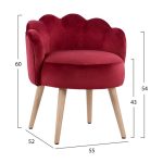 ΣΚΑΜΠΟ ΜΕ ΠΛΑΤΗ FB98628.06 ΑΠΟ ΚΟΚΚΙΝΟ ΒΕΛΟΥΔΟ 55x52x60Υ εκ. - Image 2