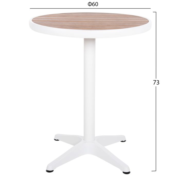 ΤΡΑΠΕΖΙ ΑΛΟΥΜΙΝΙΟΥ ΣΤΡΟΓΓΥΛΟ FB96086.02 ΛΕΥΚΟ-POLYWOOD TOP ΦΥΣΙΚΟ Φ60x73Υεκ. - Image 2