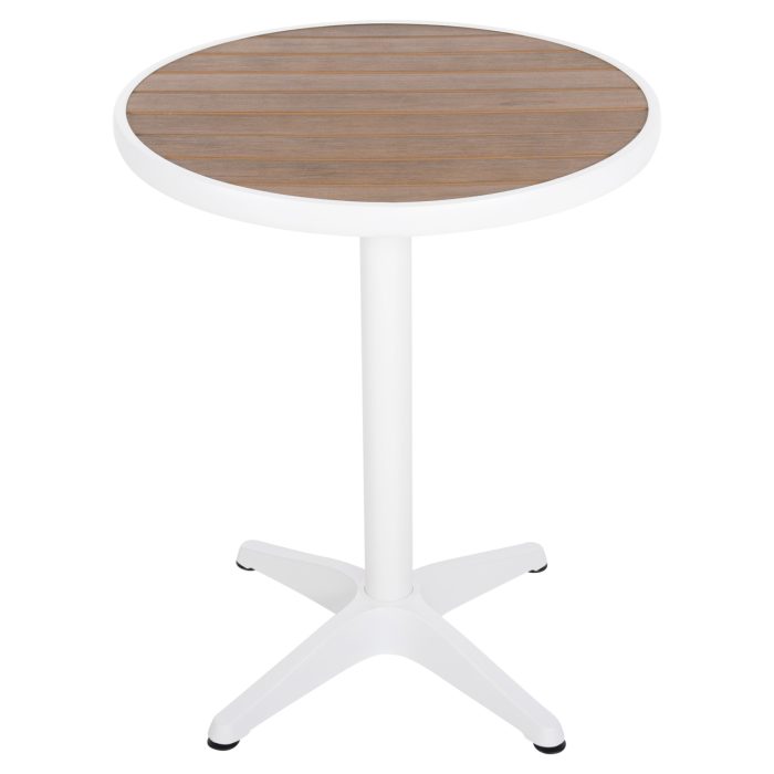 ΤΡΑΠΕΖΙ ΑΛΟΥΜΙΝΙΟΥ ΣΤΡΟΓΓΥΛΟ FB96086.02 ΛΕΥΚΟ-POLYWOOD TOP ΦΥΣΙΚΟ Φ60x73Υεκ. - Image 3