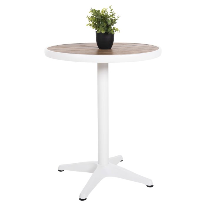 ΤΡΑΠΕΖΙ ΑΛΟΥΜΙΝΙΟΥ ΣΤΡΟΓΓΥΛΟ FB96086.02 ΛΕΥΚΟ-POLYWOOD TOP ΦΥΣΙΚΟ Φ60x73Υεκ. - Image 1