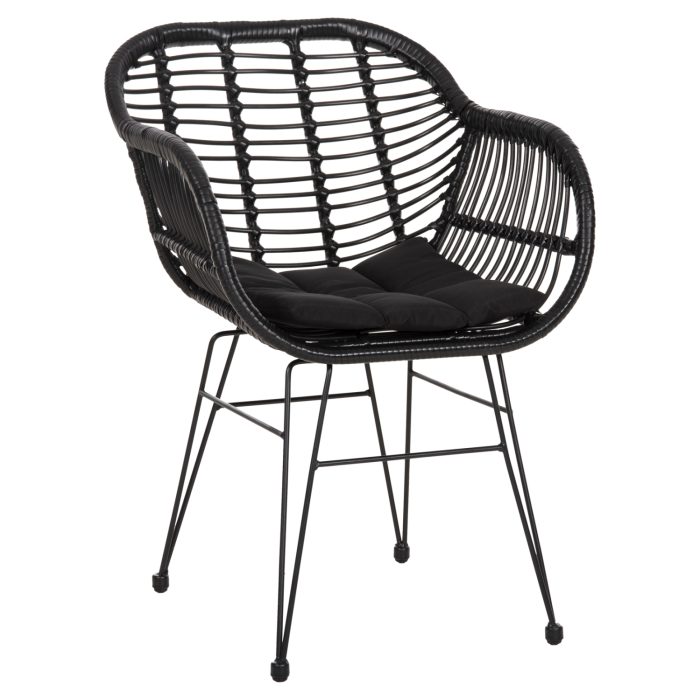 ΠΟΛΥΘΡΟΝΑ ΜΕ ΜΑΞΙΛΑΡΙ ΜΕΤΑΛΛΙΚΗ FB95450.32 ΜΕ WICKER ΜΑΥΡΟ 58x59x82Υεκ. - Image 1
