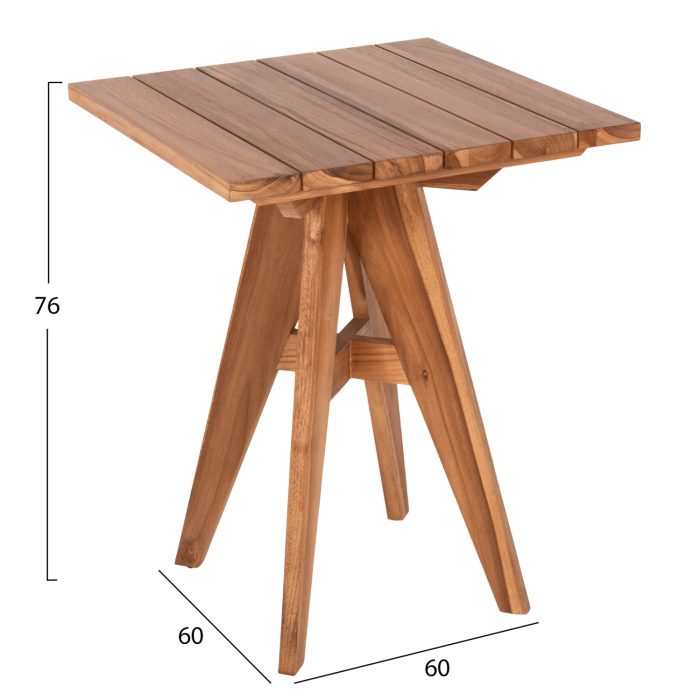 ΤΡΑΠΕΖΙ ΤΕΤΡΑΓΩΝΟ FB99860.11 ΜΑΣΙΦ ΞΥΛΟ ΤΕΑΚ 60x60x75Υεκ. - Image 2
