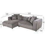 ΚΑΝΑΠΕΣ ΓΩΝΙΑ (ΑΡΙΣΤΕΡΗ) 3-ΘΕΣΙΟΣ FB93280.03L ΓΚΡΙ ΥΦΑΣΜΑ 252x160x70-90Υεκ - Image 2