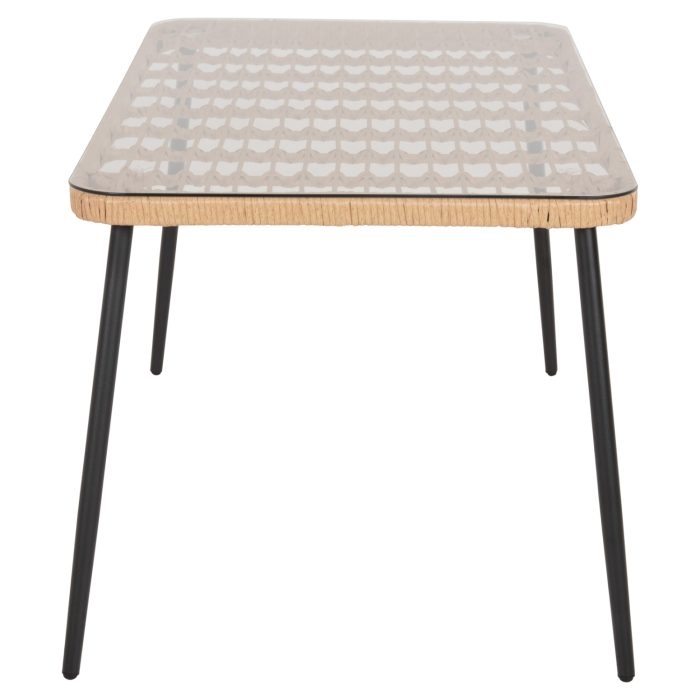 ΤΡΑΠΕΖΙ ΟΡΘΟΓΩΝΙΟ FB95537.11 ΜΕΤΑΛ.ΜΑΥΡΟ-P.E. RATTAN ΦΥΣΙΚΟ 139,5x79,5x73Υεκ. - Image 4