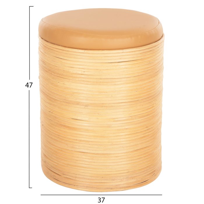 ΣΚΑΜΠΟ FB99886 ΦΥΣΙΚΟ RATTAN-ΚΑΘΙΣΜΑ ΑΠΟ PU ΜΠΕΖ Φ37x47Υεκ. - Image 2