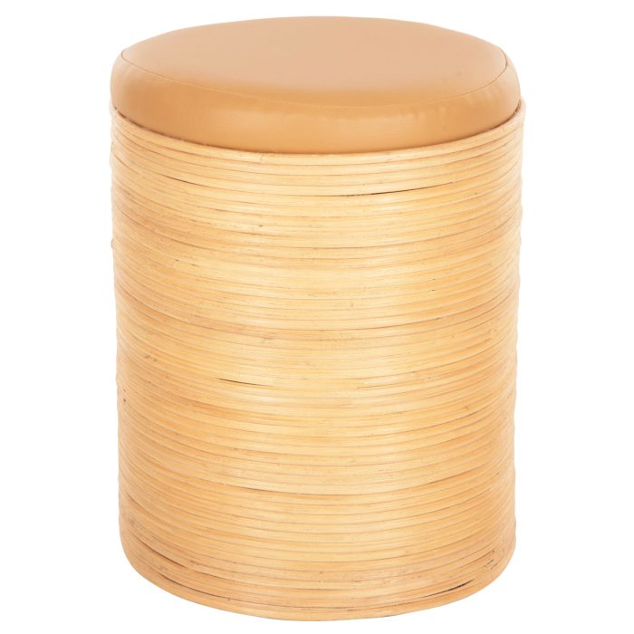 ΣΚΑΜΠΟ FB99886 ΦΥΣΙΚΟ RATTAN-ΚΑΘΙΣΜΑ ΑΠΟ PU ΜΠΕΖ Φ37x47Υεκ. - Image 1