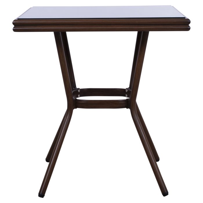 ΤΡΑΠΕΖΙ ΑΛΟΥΜΙΝΙΟΥ 70X70X76 BAMBOO FB95568.03 ΚΑΦΕ ΜΕ ΓΥΑΛΙ - Image 3