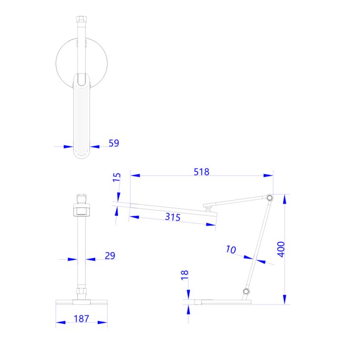 ΦΩΤΙΣΤΙΚΟ ΓΡΑΦΕΙΟΥ LED FB94454.02 ΜΑΥΡΗ ΒΑΣΗ ABS-ΓΚΡΙ ΑΛΟΥΜΙΝΙΟ 51,8x40Υεκ. - Image 2