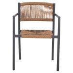 ΠΟΛΥΘΡΟΝΑ ΑΛΟΥΜΙΝΙΟΥ FB95786.12 ΑΝΘΡΑΚΙ-ΣΥΝΘ.RATTAN ΜΠΕΖ 55,5x53x78Υεκ. - Image 3
