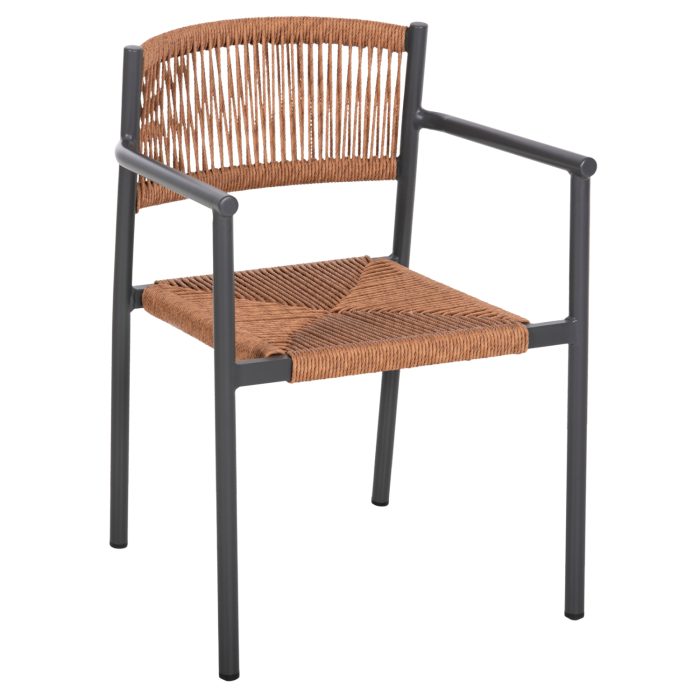 ΠΟΛΥΘΡΟΝΑ ΑΛΟΥΜΙΝΙΟΥ FB95786.12 ΑΝΘΡΑΚΙ-ΣΥΝΘ.RATTAN ΜΠΕΖ 55,5x53x78Υεκ. - Image 1