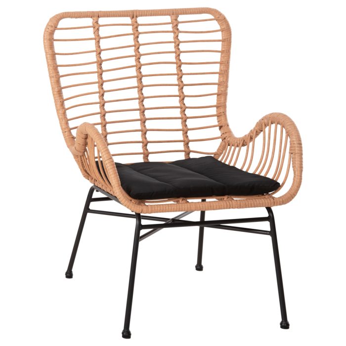 ΠΟΛΥΘΡΟΝΑ ΣΤΥΛ ΜΠΕΡΖΕΡΑΣ FB95704.11 P.E.RATTAN ΜΠΕΖ-ΜΑΥΡΟ ΜΕΤΑΛΛΟ 66x59x90Υεκ. - Image 1