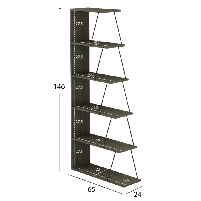 ΒΙΒΛΙΟΘΗΚΗ FB92241.13 OLIVE GREY ME ΜΑΥΡΕΣ ΒΕΡΓΕΣ 65x22-24x146Υεκ. - Image 2