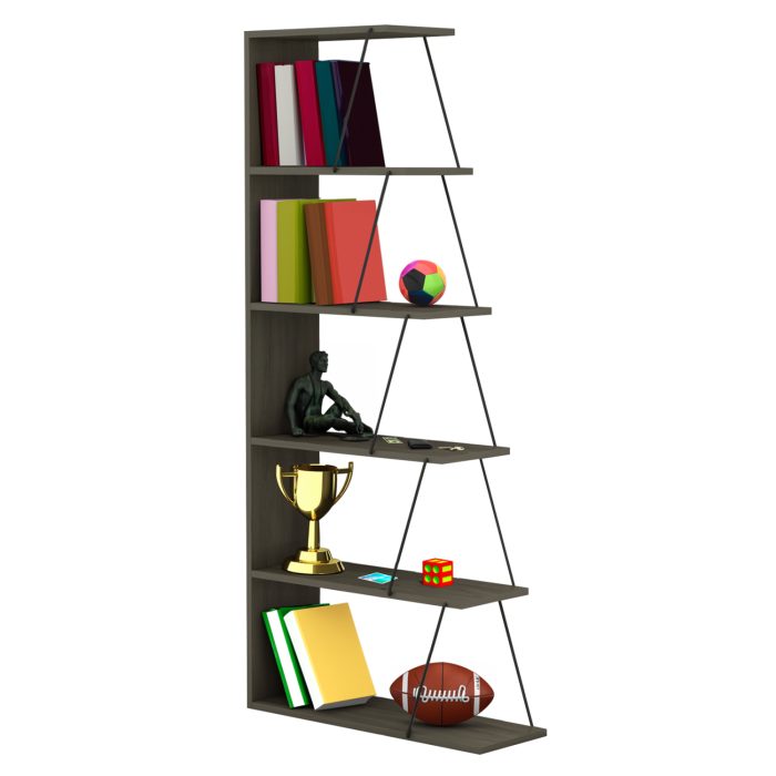 ΒΙΒΛΙΟΘΗΚΗ FB92241.13 OLIVE GREY ME ΜΑΥΡΕΣ ΒΕΡΓΕΣ 65x22-24x146Υεκ. - Image 1