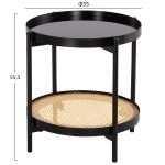 ΒΟΗΘΗΤΙΚΟ ΤΡΑΠΕΖΙ FB918031 ΓΥΑΛΙ TOP-ΜΕΤΑΛΛΟ-RATTAN ΣΕ ΦΥΣΙΚΟ Φ50x55,5Υεκ. - Image 2
