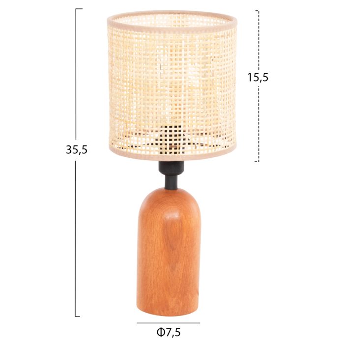 ΕΠΙΤΡΑΠΕΖΙΟ ΦΩΤΙΣΤΙΚΟ FB94709 ΜΠΕΖ ΚΑΠΕΛΟ WICKER-ΞΥΛΙΝΗ ΒΑΣΗ Φ15,5x35,5Υεκ. - Image 2