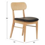 KΑΡΕΚΛΑ ΤΡΑΠΕΖΑΡΙΑΣ FB99945.01 RUBBERWOOD-ΜΑΥΡΟ PU 50x50x80Υεκ. - Image 2