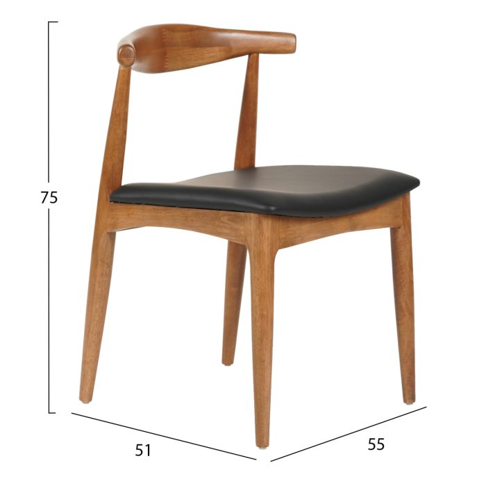 KΑΡΕΚΛΑ ΤΡΑΠΕΖΑΡΙΑΣ FB99947.03 RUBBERWOOD ΚΑΡΥΔΙ-ΜΑΥΡΟ PU 55x51x75Υεκ - Image 2