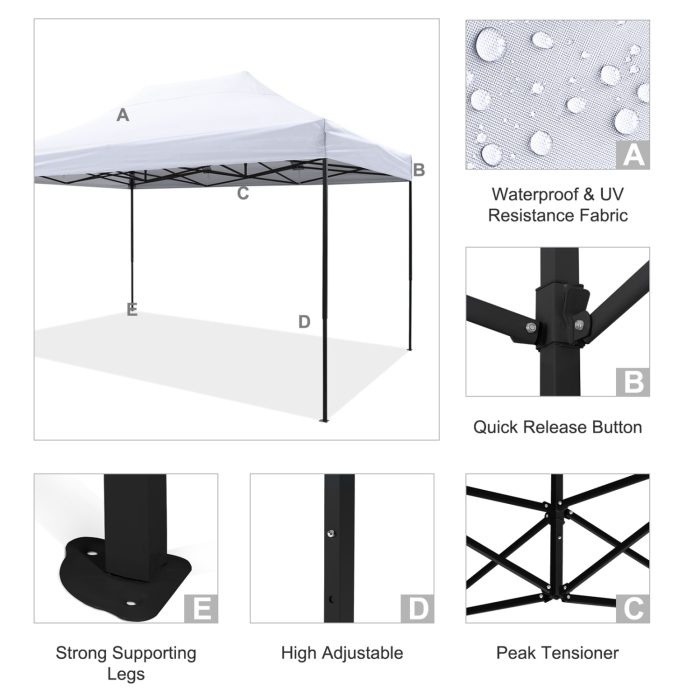 ΚΙΟΣΚΙ/GAZEBO FB96311 ΠΤΥΣΣΟΜΕΝΟ-ΣΚΕΛΕΤΟΣ ΜΕΤΑΛ.ΜΑΥΡΟΣ-ΛΕΥΚΟ ΥΦΑΣΜΑ 3x4,5x3,10Yμ - Image 6