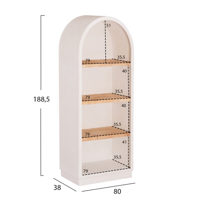 ΡΑΦΙΕΡA FB918044 MDF ΥΠΟΛΕΥΚΟ-ΡΑΦΙΑ ΞΥΛΟ ΕΛΑΤΟΥ ΦΥΣΙΚΟ 80x38x188,5Υεκ. - Image 2