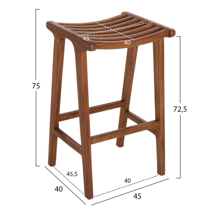 ΣΚΑΜΠΟ ΜΠΑΡ FB96130 ΞΥΛΟ ΤΕΑΚ ΣΕ ΚΑΡΥΔΙ 45x40x75Υεκ. - Image 2