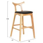 ΣΚΑΜΠΟ ΜΠΑΡ FB99951.01 RUBBERWOOD ΣΕ ΟΑΚ-ΜΑΥΡΟ PU 43x41x100Υεκ. - Image 2