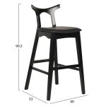 ΣΚΑΜΠΟ ΜΠΑΡ FB99951.02 RUBBERWOOD & PU ΣΕ ΜΑΥΡΟ 49x53x99,5Υεκ. - Image 2