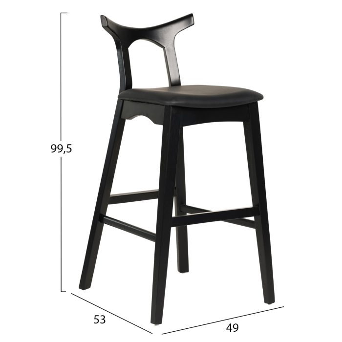 ΣΚΑΜΠΟ ΜΠΑΡ FB99951.02 RUBBERWOOD & PU ΣΕ ΜΑΥΡΟ 49x53x99,5Υεκ. - Image 2