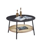 ΤΡΑΠΕΖΙ ΣΑΛΟΝΙΟΥ FB918033 MDF ΣΕ ZEBRANO-ΜΕΤΑΛΛΙΚΑ ΠΟΔΙΑ-WICKER Φ80x46,5Υεκ.