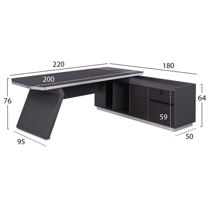 ΓΡΑΦΕΙΟ ΕΠΑΓΓΕΛΜΑΤΙΚΟ ΔΕΞΙΑ ΓΩΝΙΑ FB92084R 220X180X76Υ εκ. - Image 2