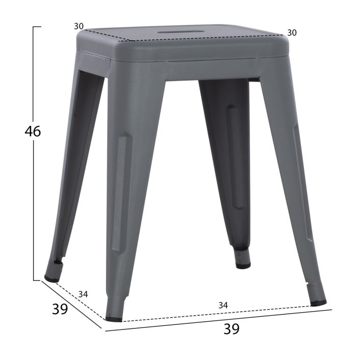 ΣΚΑΜΠΟ ΜΕΤΑΛΛΙΚΟ FB90096.50 ΣΕ ΓΚΡΙ ΜΑΤ ΧΡΩΜΑ 37x37x45Υεκ. - Image 2