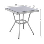 ΤΡΑΠΕΖΙ ΑΛΟΥΜΙΝΙΟΥ 70X70X76 BAMBOO FB95568.01 ΛΕΥΚΗ ΠΑΤΙΝΑ ΜΕ ΓΥΑΛΙ - Image 2
