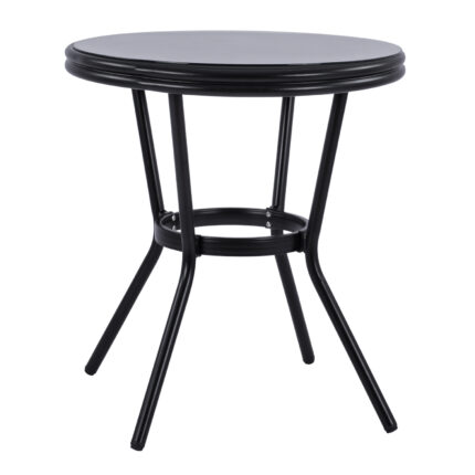 ΤΡΑΠΕΖΙ ΑΛΟΥΜΙΝΙΟΥ Φ70 BAMBOO FB95532.02 ΜΑΥΡΟ ΜΕ ΓΥΑΛΙ Φ70X76 εκ