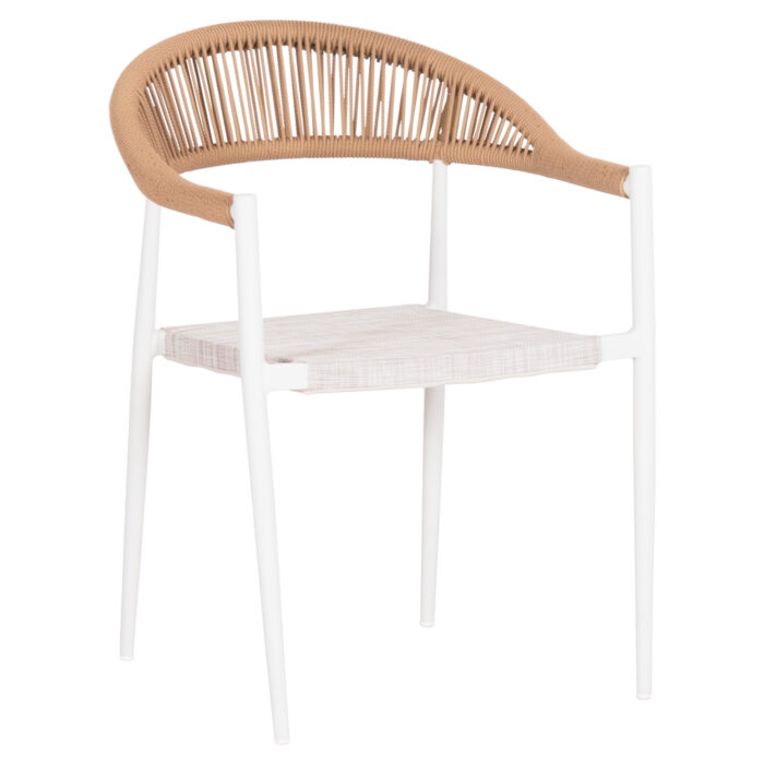 ΠΟΛΥΘΡΟΝΑ FB96284.01 ΑΛΟΥΜΙΝΙΟ & TEXTILENE ΛΕΥΚΟ--P.E.TWISTED RATTAN 55x56x79Υεκ - Image 1